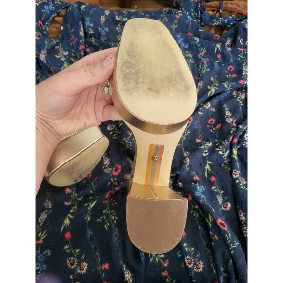 Sam Edelman Womens Ninette Platform Heel Gold Crystal Rhinestone GUC Size 5 READ - Picture 5 of 10
